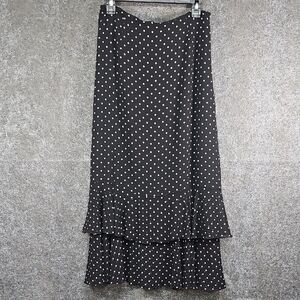 Vtg Dana Buchman Silk Polka Dot Tiered Skirt, Black & White, Size 10, NEW
